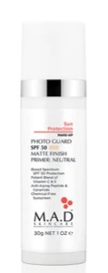 M.A.D Skincare Photo Guard SPF 50 Matte Finish Primer-Neutral Матирующий крем-праймер с защитой SPF 50 Neutral 30 гр