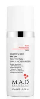 M.A.D Skincare Hyper Sheer SPF 50 Matte Finish Daily SPF 50 Увлажняющий и матирующий крем-основа под макияж с защитой 50 гр