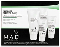 M.A.D Skincare Delicate Discovery Kit Дорожный набор препаратов для чувствительной кожи: Очищающий гель (60 мл)+ Крем дневной для чувствительной кожи(28,4) +Гель от раздражений(14,7 мл) +Гель-маска успокаивающая(14,7 мл)